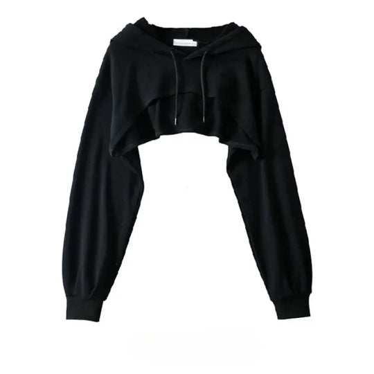 Cropped Hoodie with Raw Hem