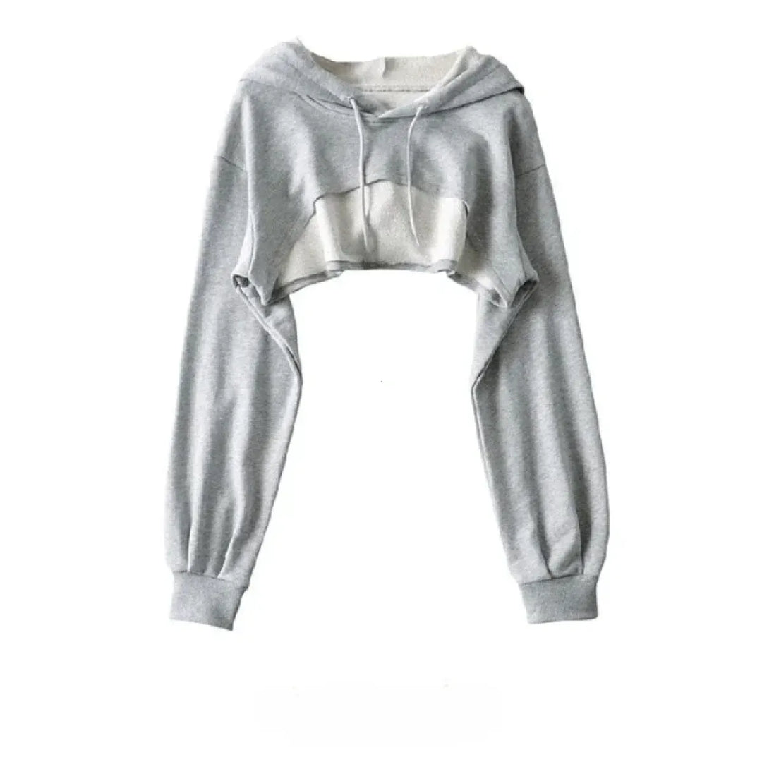 Cropped Hoodie with Raw Hem