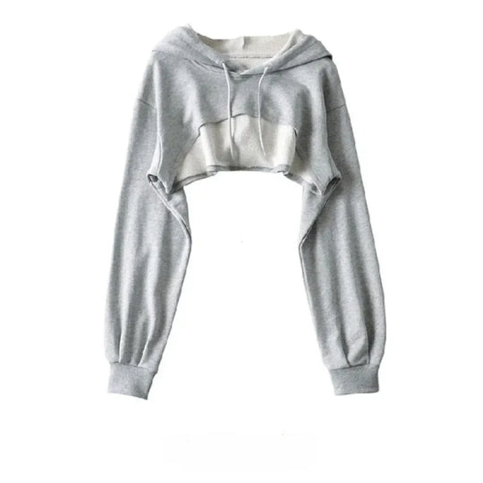 Cropped Hoodie with Raw Hem