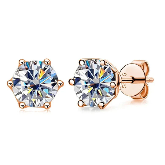 0.5-1ct D Color Moissanite Stud Earrings 925 Sterling Silver Gold Plated