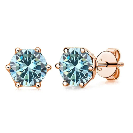 0.5-1ct D Color Moissanite Stud Earrings 925 Sterling Silver Gold Plated