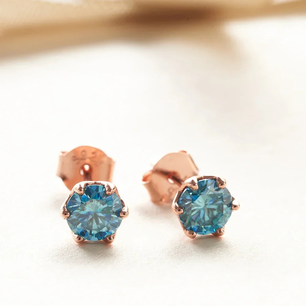 0.5-1ct D Color Moissanite Stud Earrings 925 Sterling Silver Gold Plated