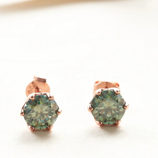 0.5-1ct D Color Moissanite Stud Earrings 925 Sterling Silver Gold Plated