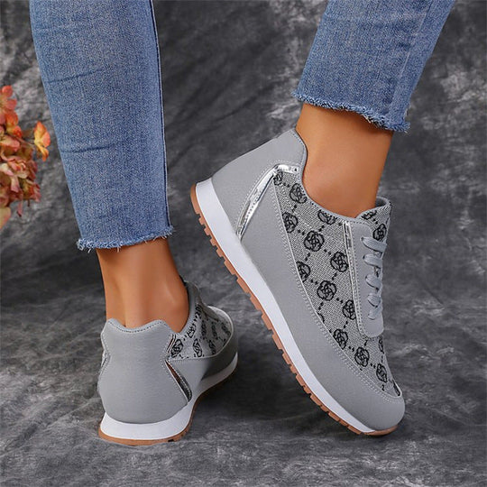 Floral Print Lace-Up Sneakers – Comfortable Canvas Shoes
