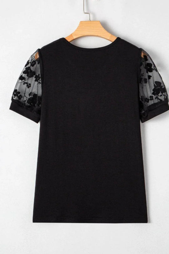 Flora Lace Patchwork Crew Neck Top