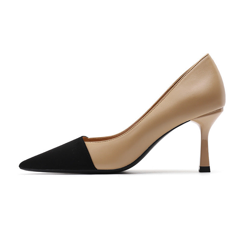 Color-blocking Stiletto Heel Pumps Women's Commuter Shallow Mouth Pointed
