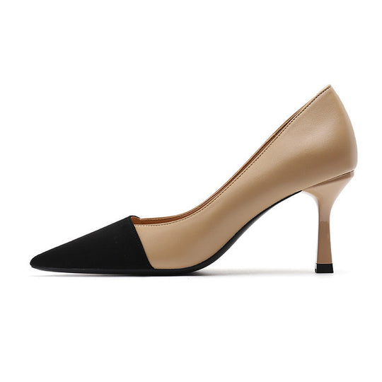Color-blocking Stiletto Heel Pumps Women's Commuter Shallow Mouth Pointed