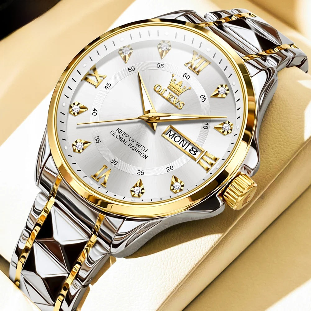 Women's Gold Stainless Steel Slim Luminous Waterproof Watch