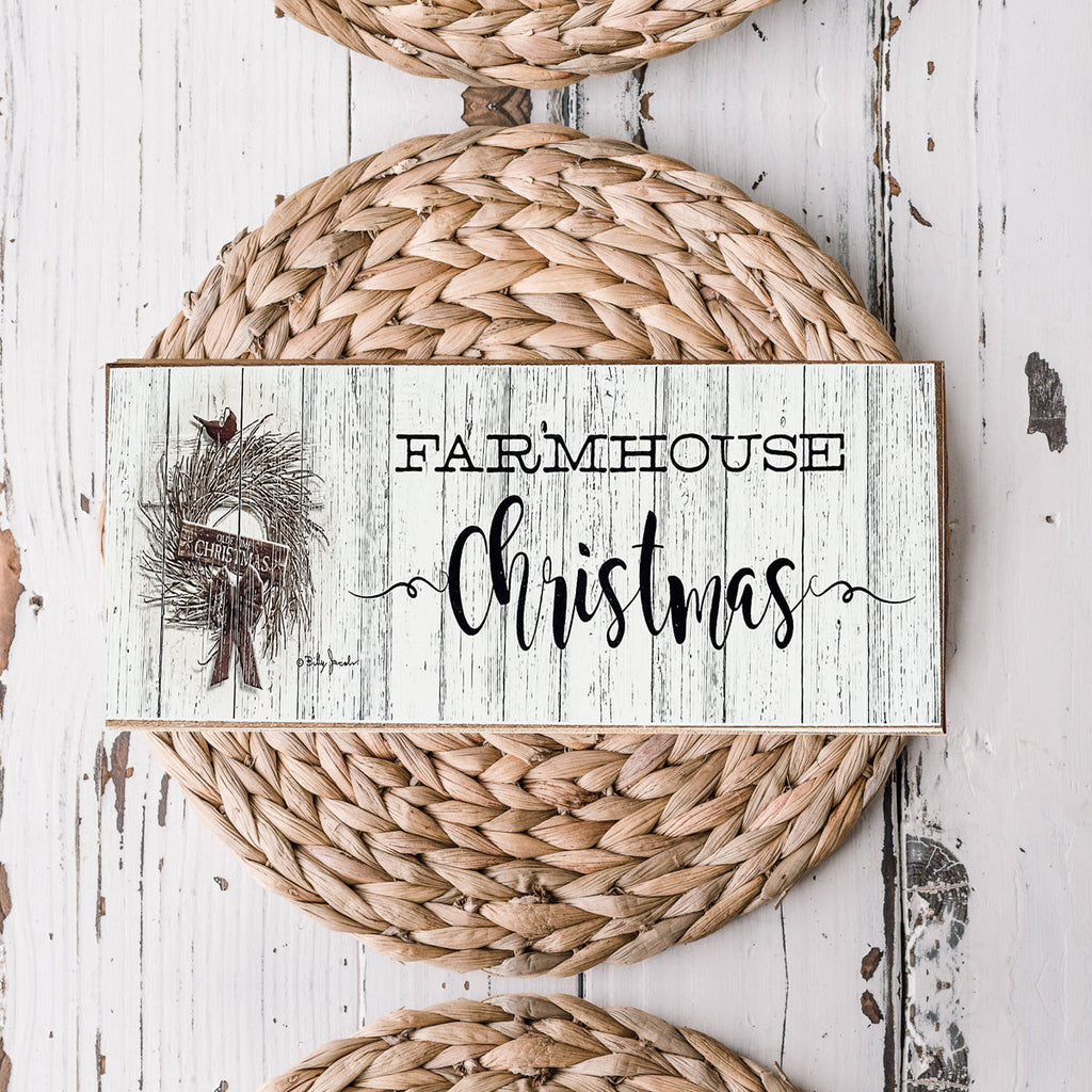 Farmhouse Christmas Sign Wooden Rustic Holiday Decor Minimalist Neutral 10x4