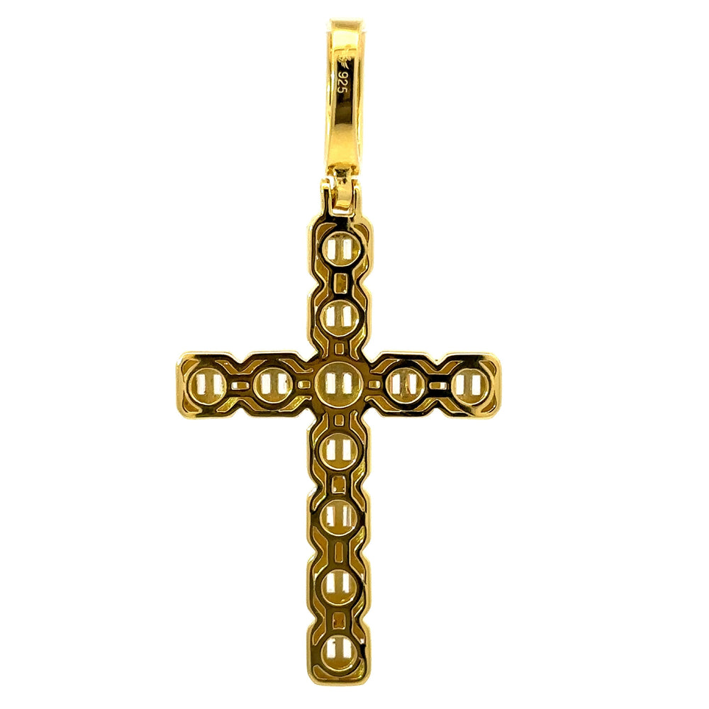 Sterling 925 CZ Rhodium Iced Out Cross Pendant Pave