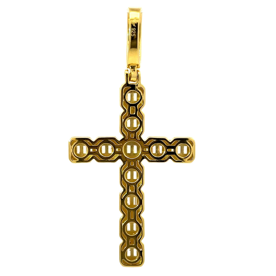 Sterling 925 CZ Rhodium Iced Out Cross Pendant Pave