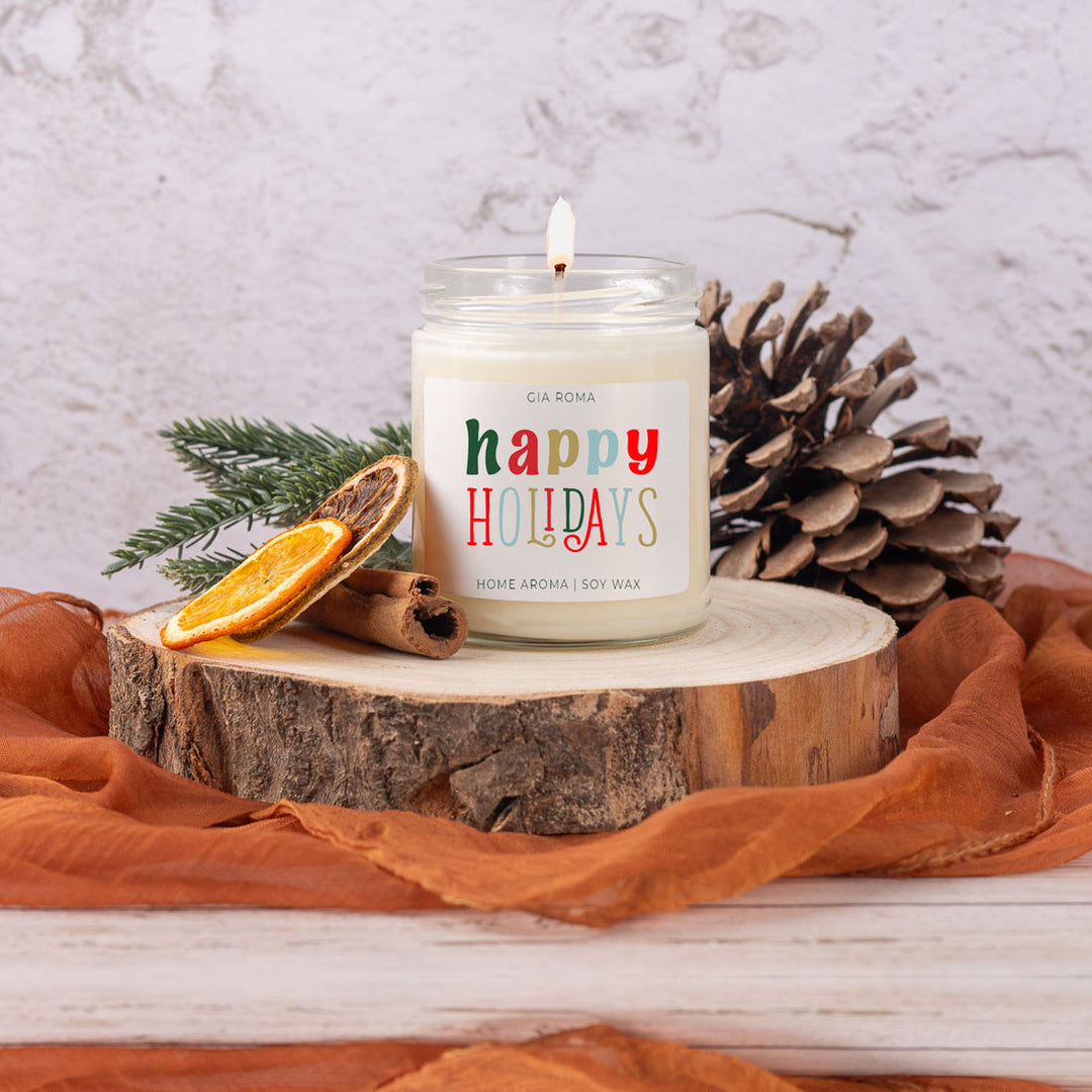 Pine Orange Holiday Candle 9oz Soy, Fresh Christmas Tree, Birch Vetiver