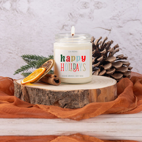 Pine Orange Holiday Candle 9oz Soy, Fresh Christmas Tree, Birch Vetiver