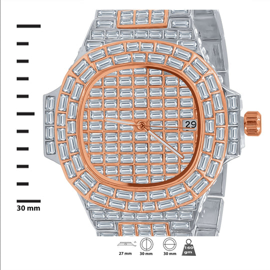 Iced Baguette Hip Hop Metal Watch Quartz Streetwear