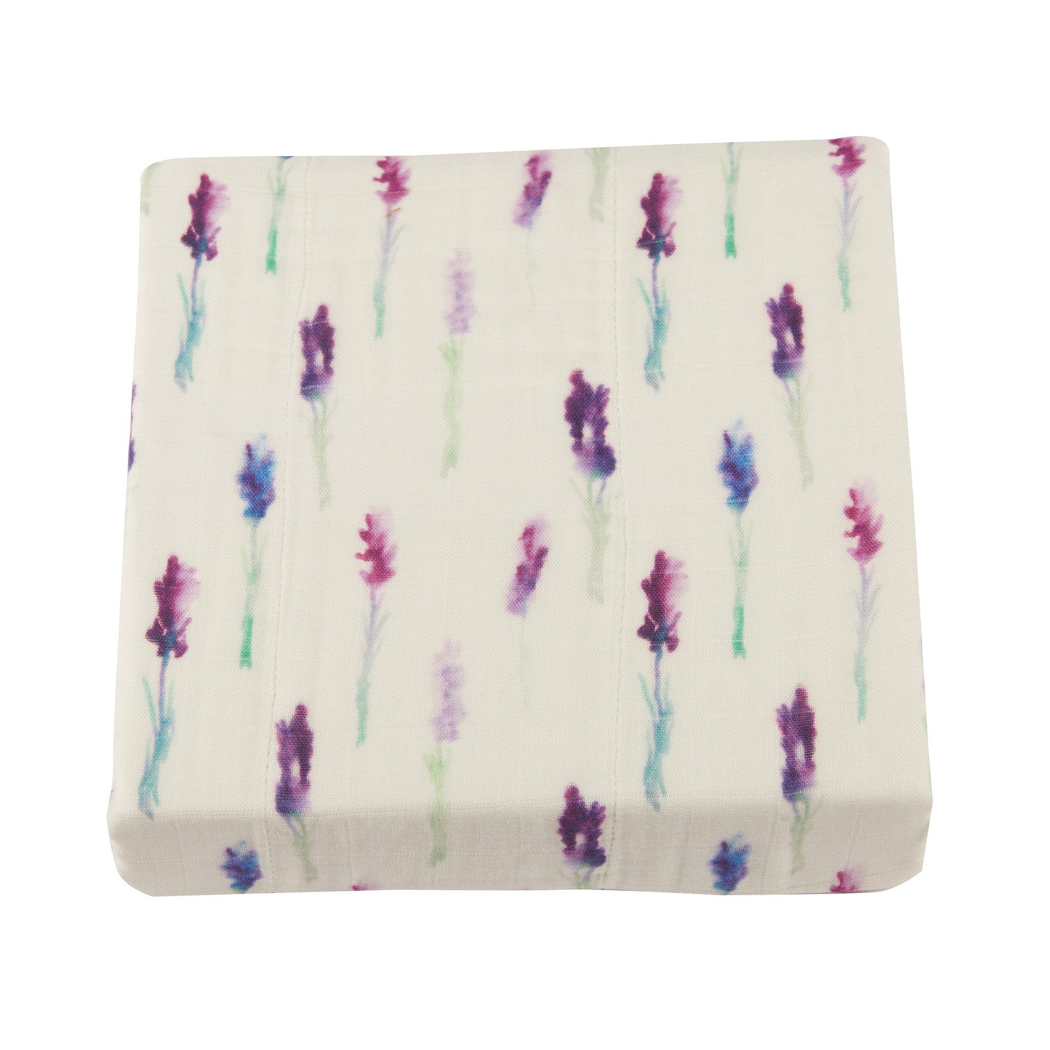 Lavender White Cotton Muslin Baby Swaddle Blanket 47x47