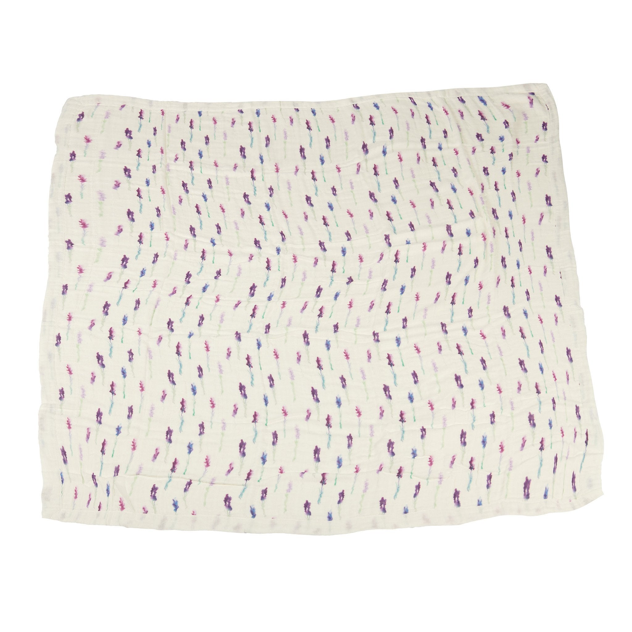 Lavender White Cotton Muslin Baby Swaddle Blanket 47x47