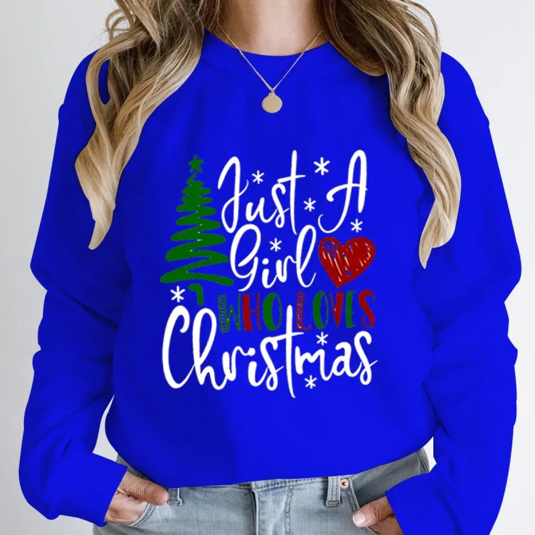 "Just A Girl Who Loves Christmas" Round Neck Sweatshirt