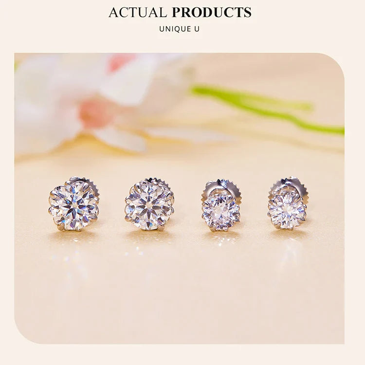 0.5/1ct D Color VVS1 Moissanite Stud Earrings S925 Sterling Screw Back