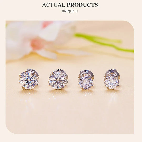 0.5/1ct D Color VVS1 Moissanite Stud Earrings S925 Sterling Screw Back
