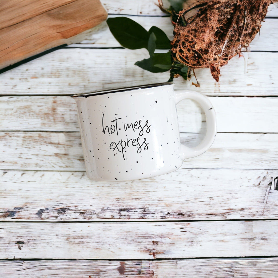 Hot Mess Express Oversized Campfire Mug Black Rim Limited Edition, Double-Sided