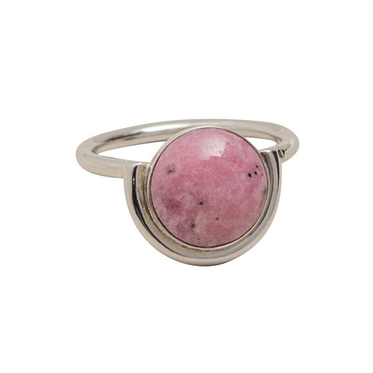 Pink Moon Rhodochrosite Ring Sterling Silver Size 7 Handmade In Peru