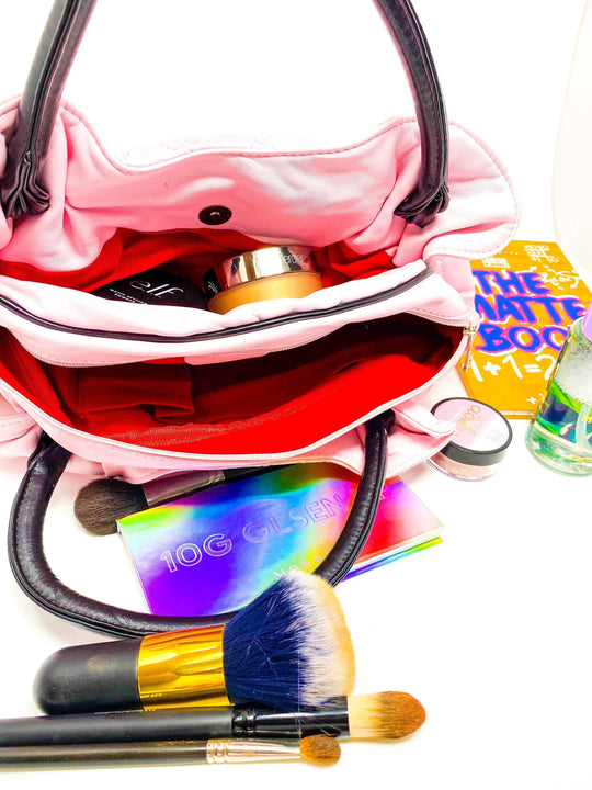 Pink Quilted Makeup Purse Cosmetic Bag Cute Handbag