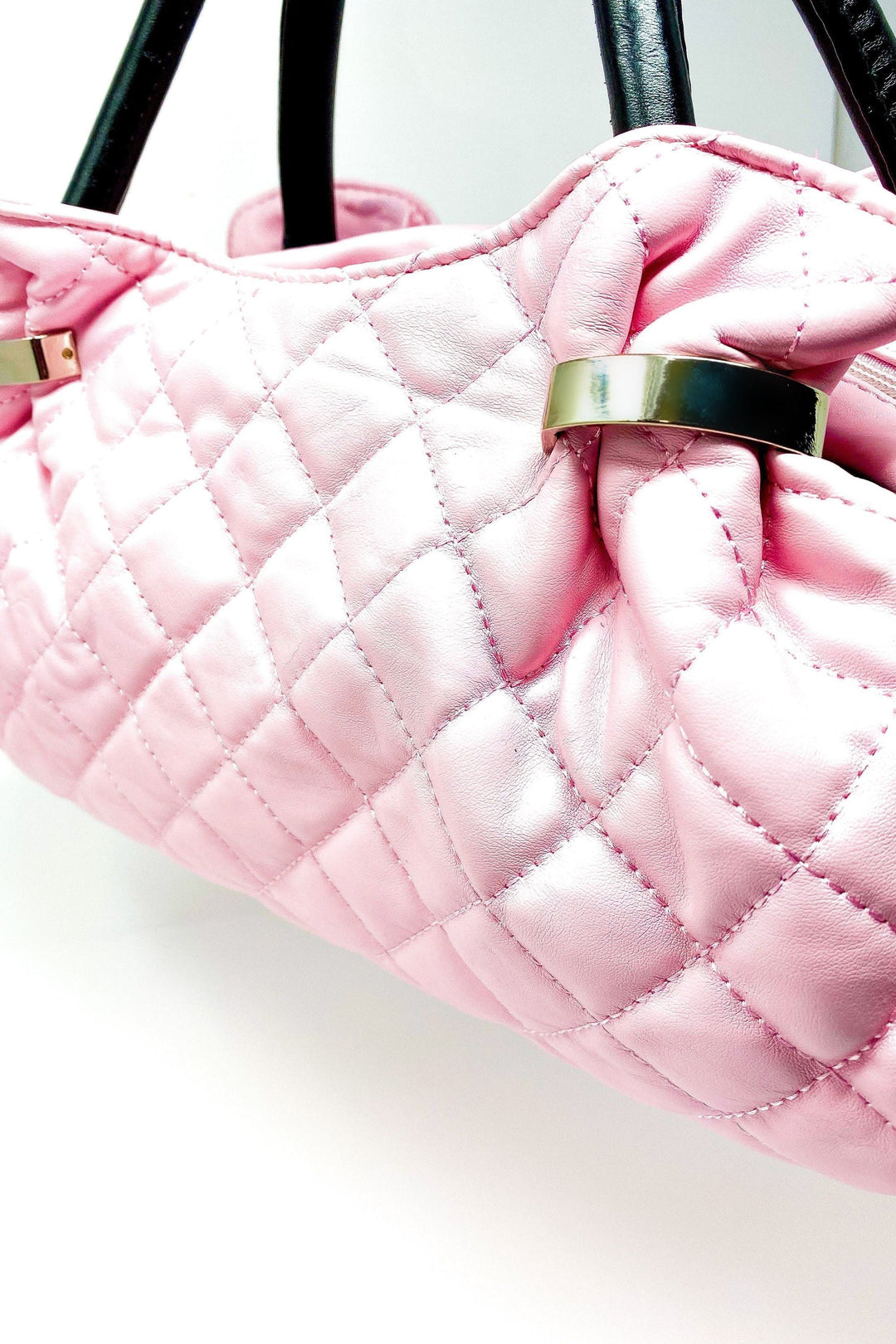 Pink Quilted Makeup Purse Cosmetic Bag Cute Handbag