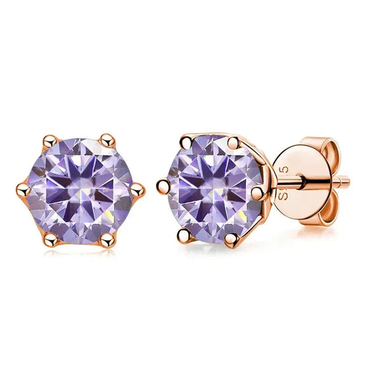 0.5-1ct D Color Moissanite Stud Earrings 925 Sterling Silver Gold Plated