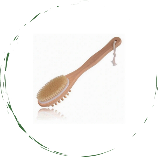 Bath Body Massage Brush Long Handle Wooden Dry Bristle Exfoliating Spa