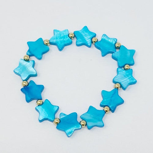 Shelly Star Stretch Shell Bracelet With Gold Bead Accents