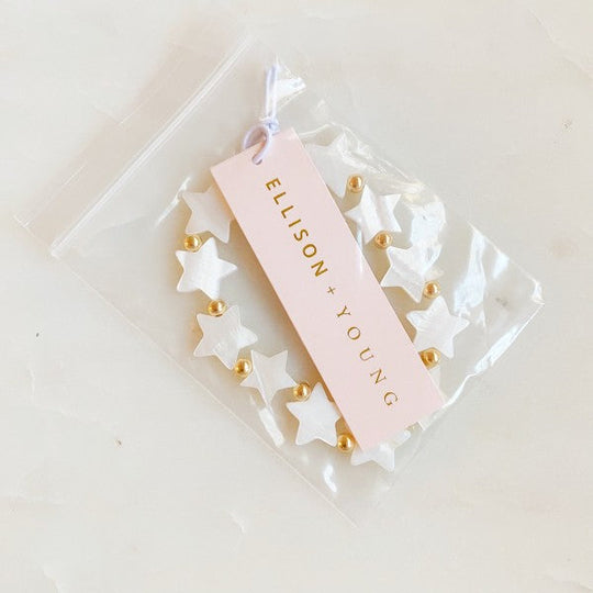 Shelly Star Stretch Shell Bracelet With Gold Bead Accents