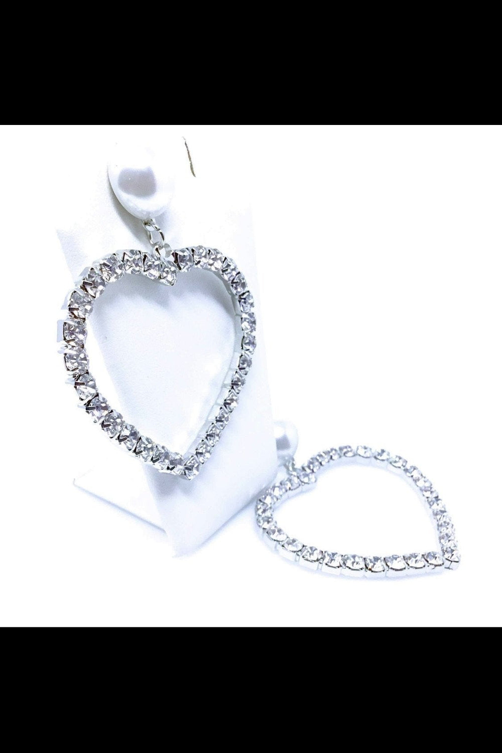 Silver Heart Hoop Earrings With Pearl Stud Accent Chic