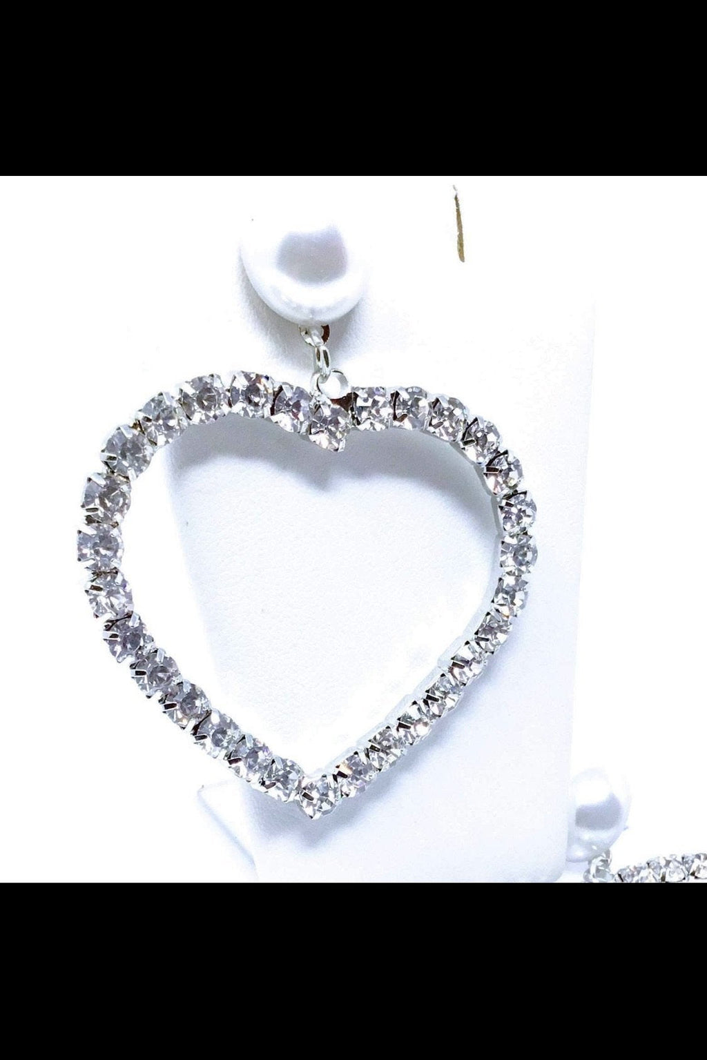 Silver Heart Hoop Earrings With Pearl Stud Accent Chic