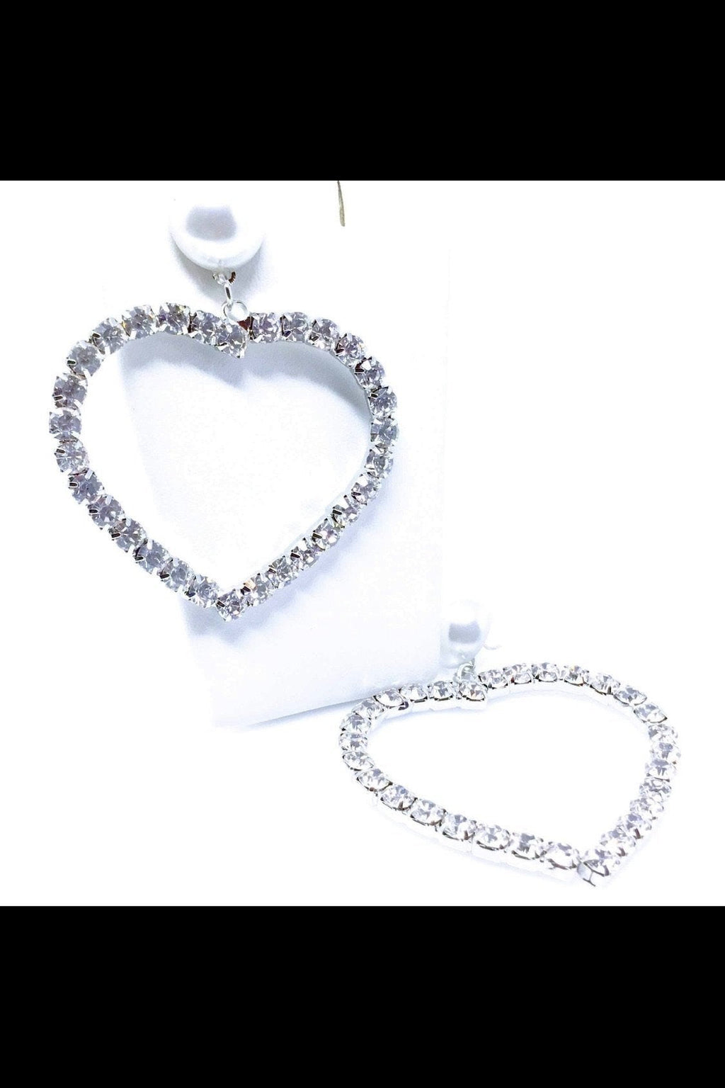 Silver Heart Hoop Earrings With Pearl Stud Accent Chic