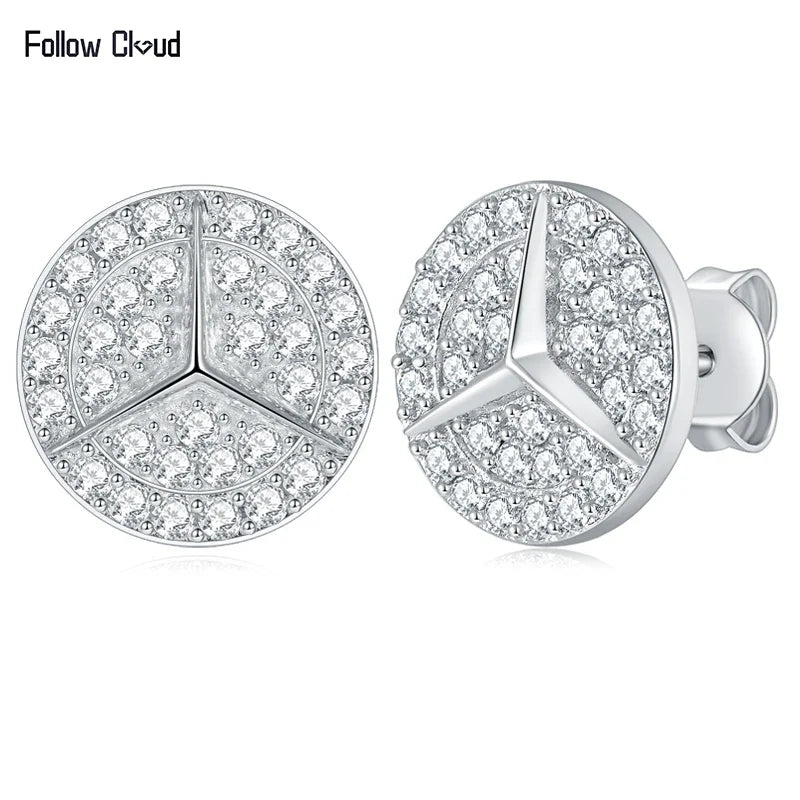 0.8ct Round Star Cut Moissanite D Color Halo Rhodium 925 Sterling Silver Studs