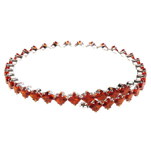 Single Line Halo Square Rhinestone Wrap Bracelet Silver