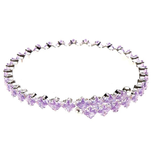 Single Line Halo Square Rhinestone Wrap Bracelet Silver