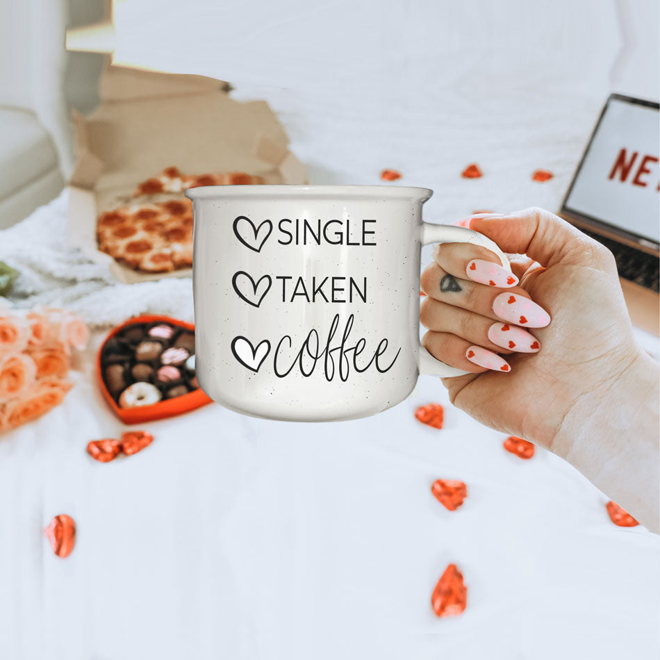 Single Taken Coffee Ceramic Mug 14.5oz Funny Relationship Status Gift