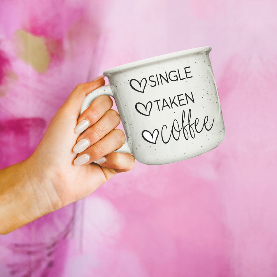 Single Taken Coffee Ceramic Mug 14.5oz Funny Relationship Status Gift