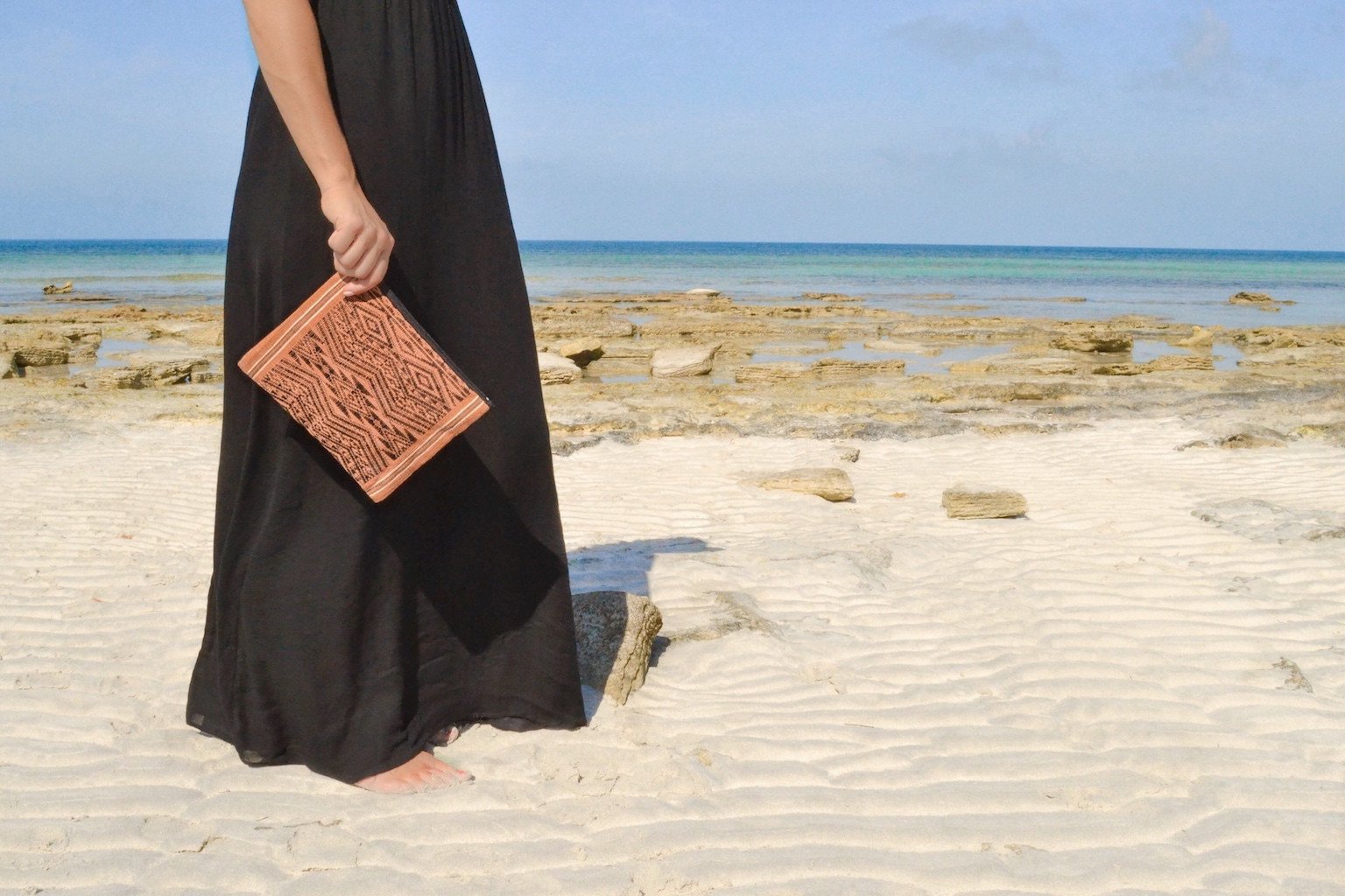 Sierra Tribal Handwoven Saa Mulberry Clutch - Lined Boho Beach Brunch Bag