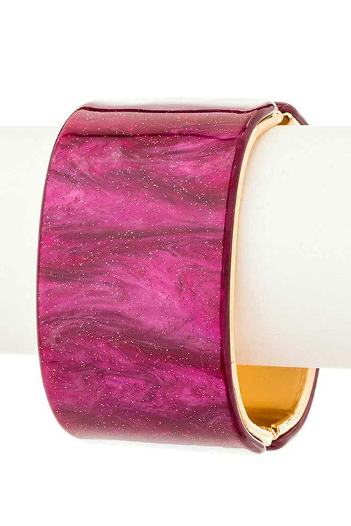 Glitter Hinged Bangle Leopard Print Wide Cuff Bracelet