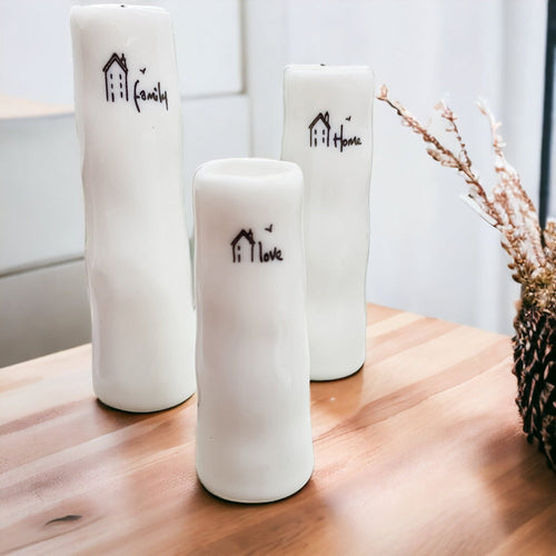 Mini Porcelain Vase Gift Set 3 White Glazed Bud Vases In Gift Box