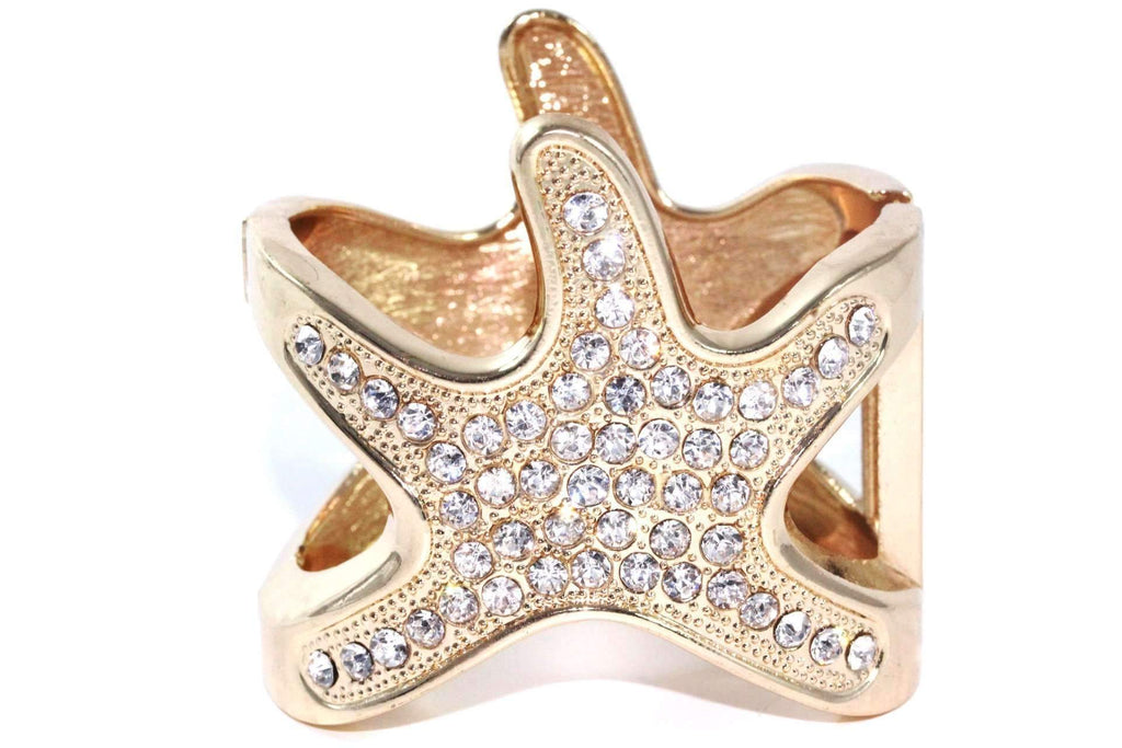 Starfish Rhinestone Bangle Gold Beach Bracelet Jewelry