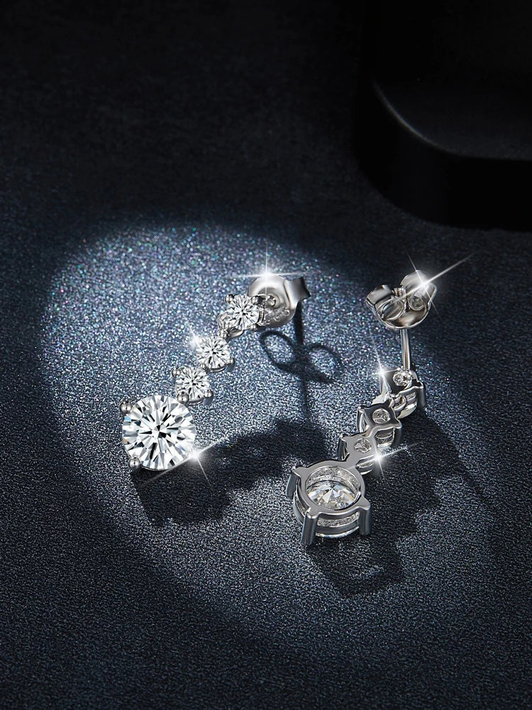 Sterling Silver 2.6ct Moissanite Drop Dangle Earrings For Women Wedding Party