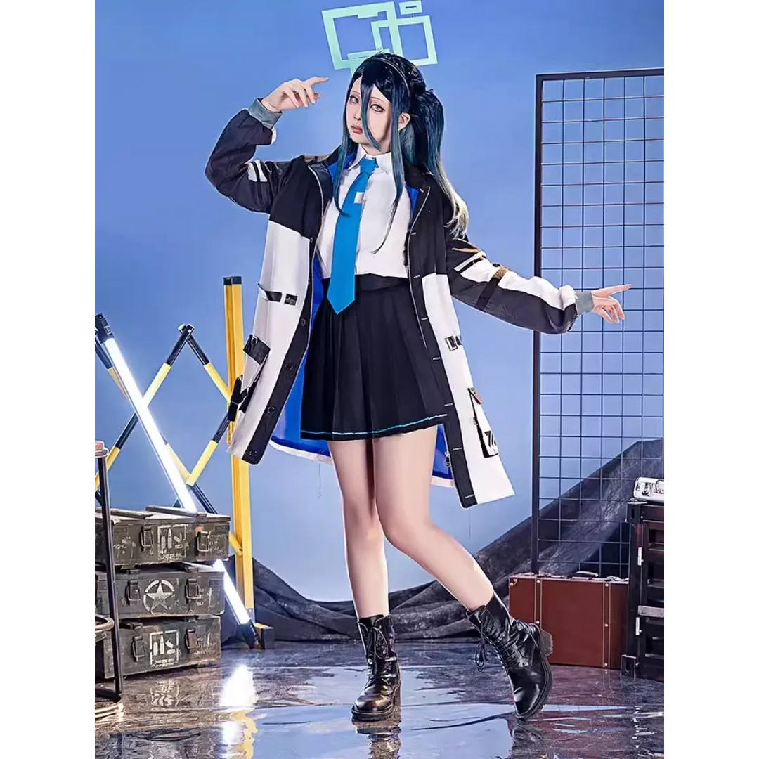 Blue Archive Tendou Arisu Cosplay Costume – Uniform, Wig & Coat Set