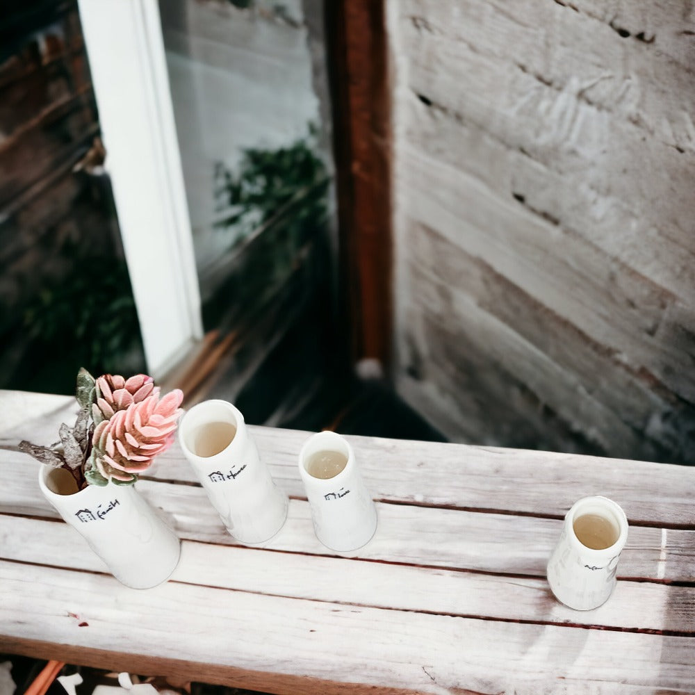 Mini Porcelain Vase Gift Set 3 White Glazed Bud Vases In Gift Box