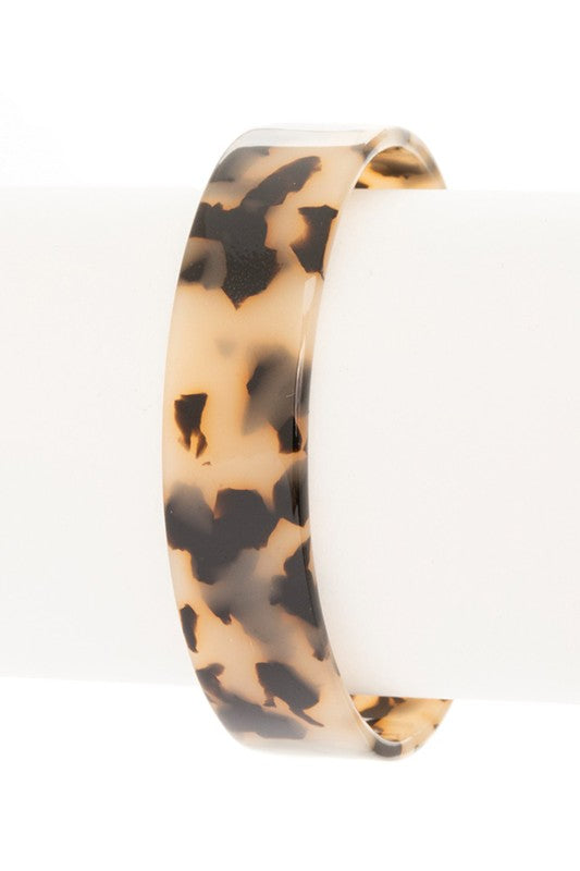 Tortoise Shell Celluloid Flex Open Cuff Adjustable Bracelet