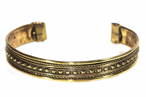 Tribal Cuff Bangle Boho Brass Adjustable Ethnic Bracelet