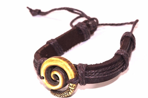 Tribal Leather Bracelet Adjustable Boho Unisex Wristband