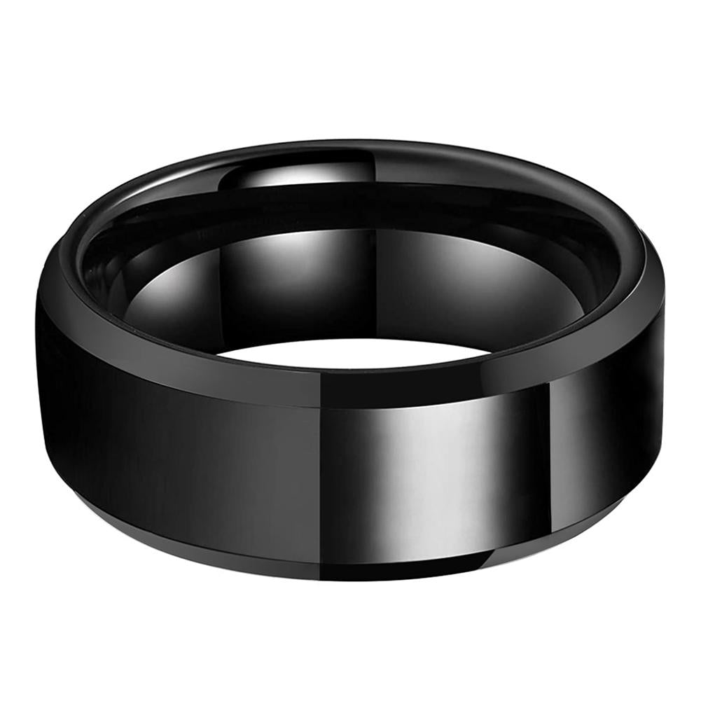 Tungsten Carbide Beveled Ring Polished Black Wedding Band